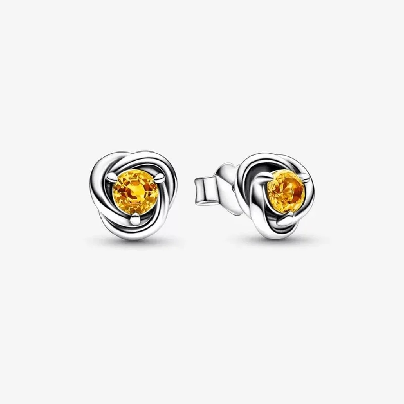 Ladies Earrings for Pioneer Glow-PANDORA : November Honey Eternity Circle Stud Earrings