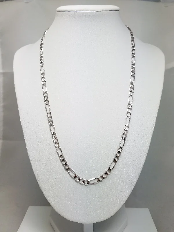 Ladies Necklaces for Summer Shine-20" 14k White Gold Figaro Link Necklace