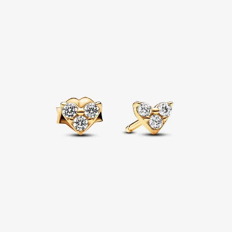 Ladies Earrings with Arrow Spark-PANDORA : Triple Stone Heart Stud Earrings