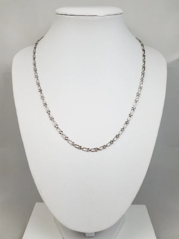 Ladies Necklaces Frosted Glow-New 18k White Gold Fancy Link 17.5" Necklace