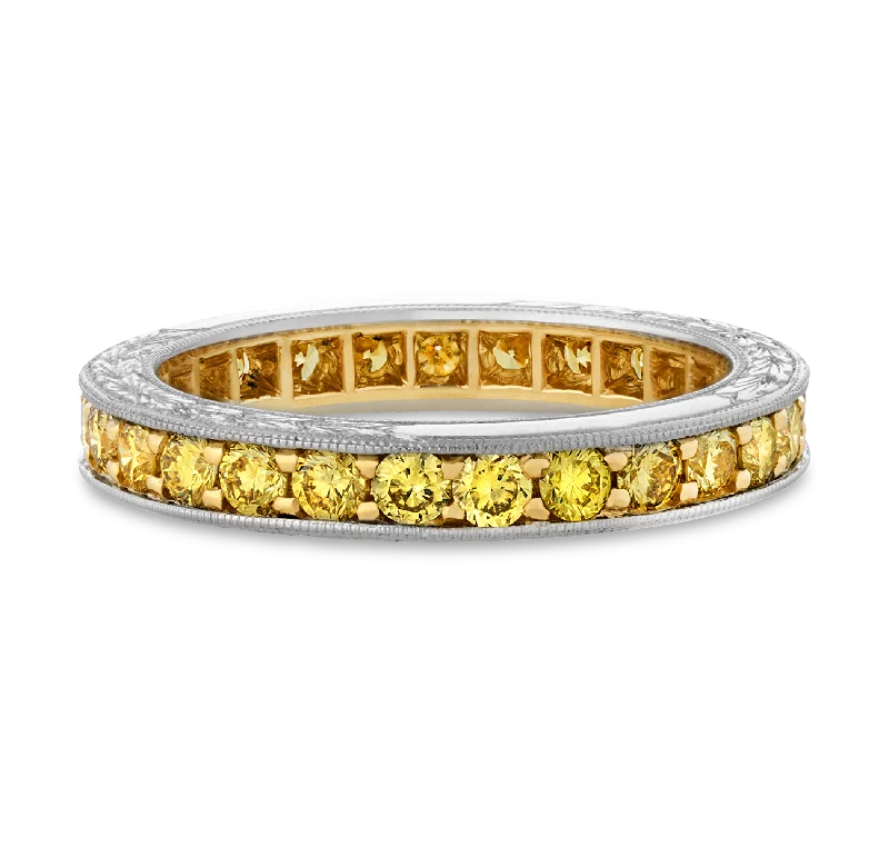 Ladies High-End Rings -Raymond Yard Yellow Diamond Eternity Ring, 1.18 Carats