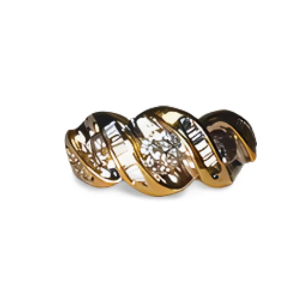 Ladies Butterfly Rings -Stunning Estate 14K Yellow Gold 3-Stone Diamond Baguette Anniversary Band Ring