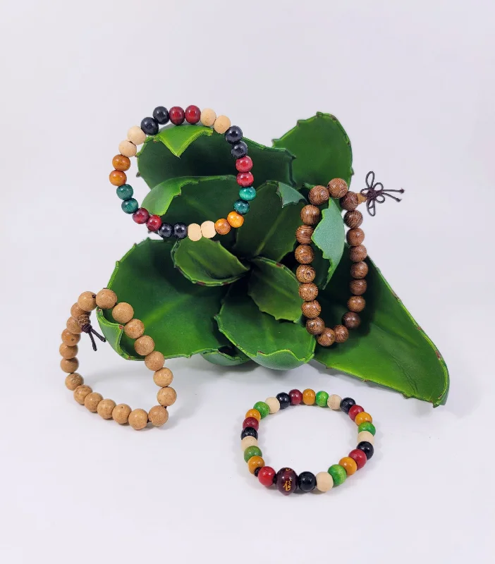 Ladies Mother-Daughter Bracelets -Wood Bead Stretch Bracelet