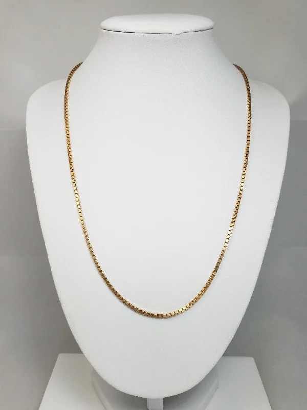 Ladies Necklaces for Sister Love-Solid Box Link 20" Necklace in 14k Yellow Gold