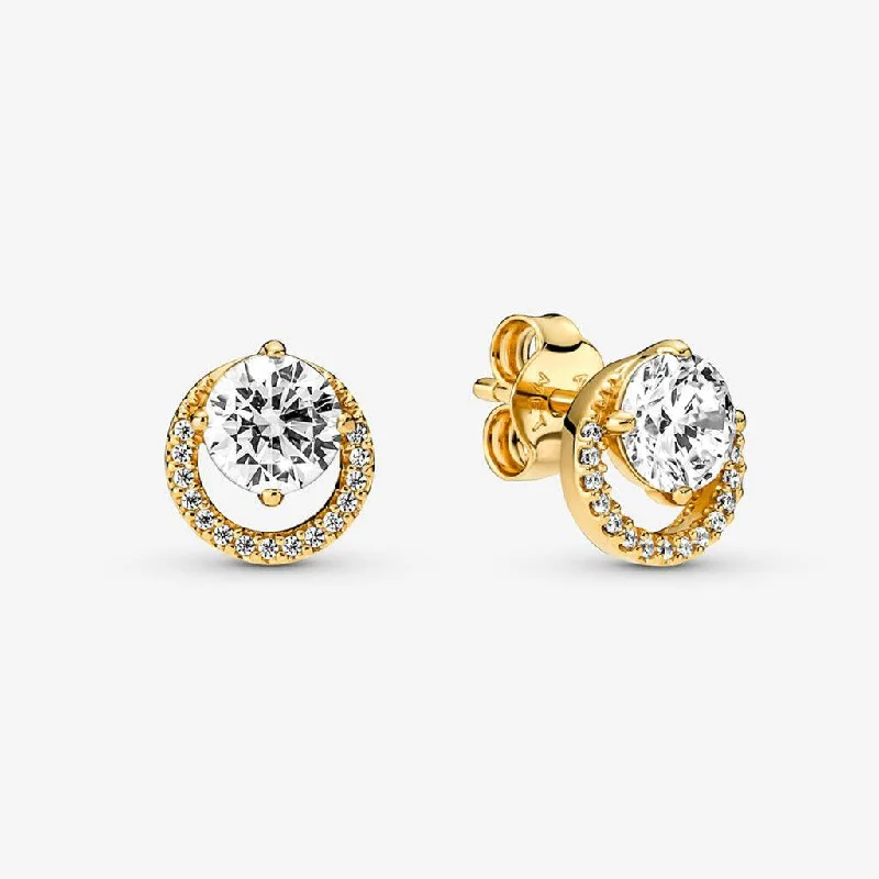 Ladies Earrings Chunky Glow-PANDORA : Sparkling Round Halo Stud Earrings