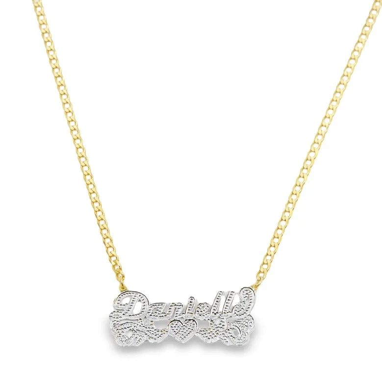 Ladies Necklaces Light Chain-THE CLASSIC ORNATE HEART NAMEPLATE NECKLACE