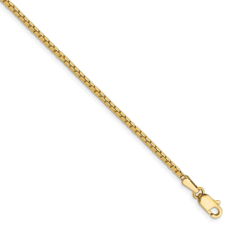 Ladies Eye-Catching Bracelets -1.5mm, 14k Yellow Gold, Solid Box Chain Anklet or Bracelet