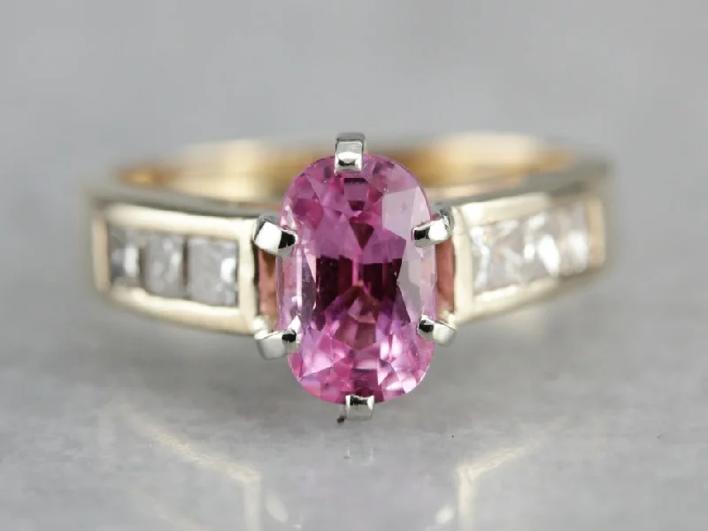 Ladies Engagement Rings Celestial Glow-Modern Pink Sapphire Anniversary or Engagement Ring