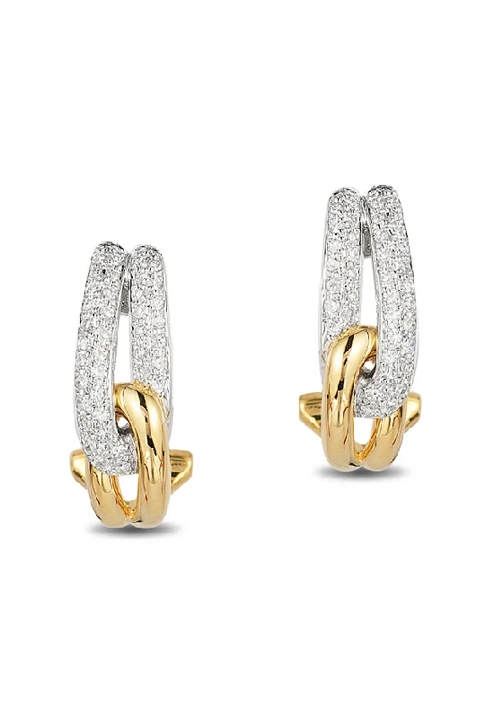 Ladies Earrings Petite Shine-Duo 14K Yellow and White Gold Diamond 5/8" French Clip Earrings, 0.31 TCW