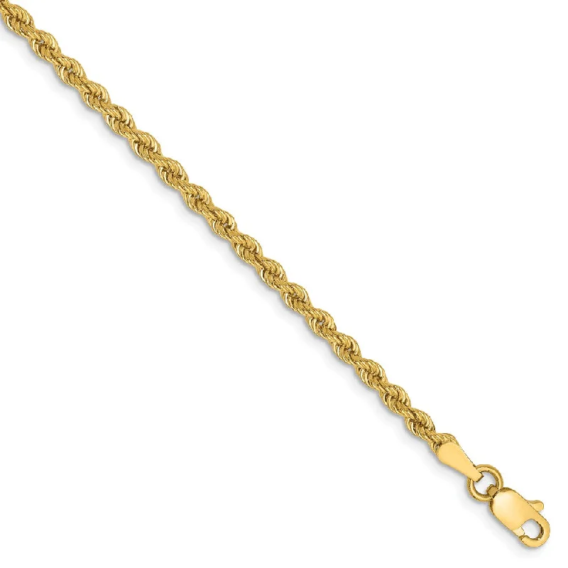 Ladies Dragon Claw Bracelets -2.5mm, 14k Yellow Gold, Handmade Solid Rope Chain Anklet or Bracelet