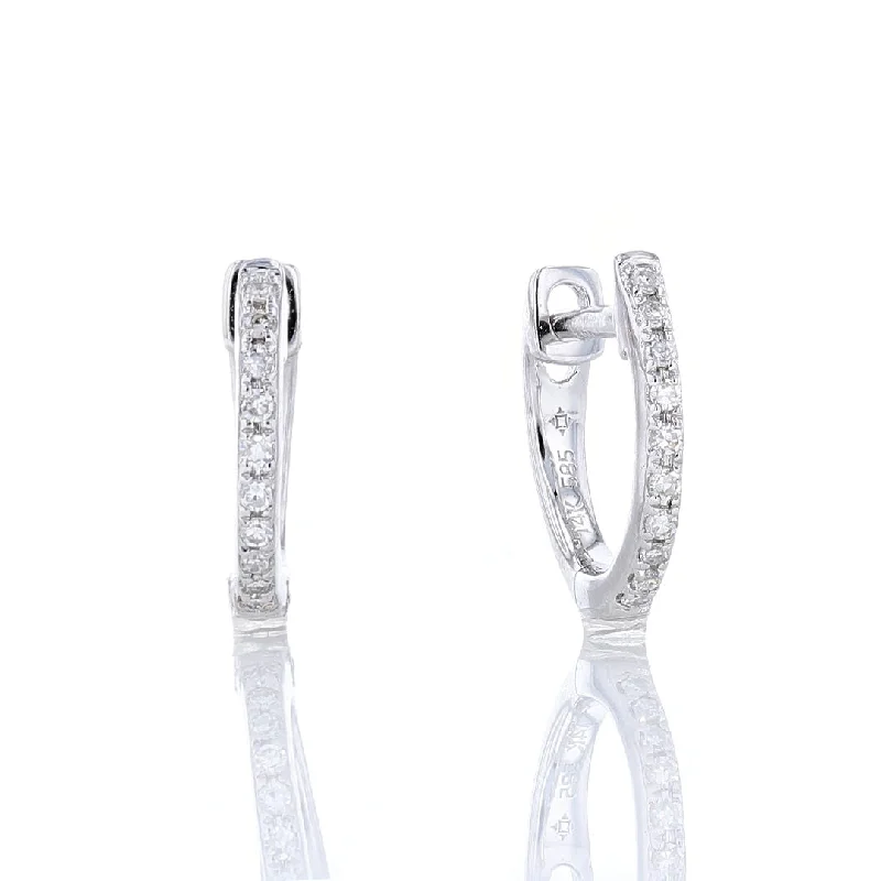 Ladies Earrings with Sunny Citrine-Petite White Gold Diamond Huggie Earrings