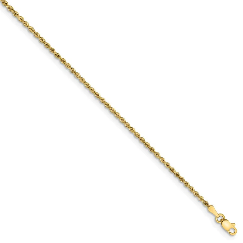 Ladies Titanium Band Bracelets -2mm, 14k Yellow Gold, Handmade Solid Rope Chain Anklet or Bracelet