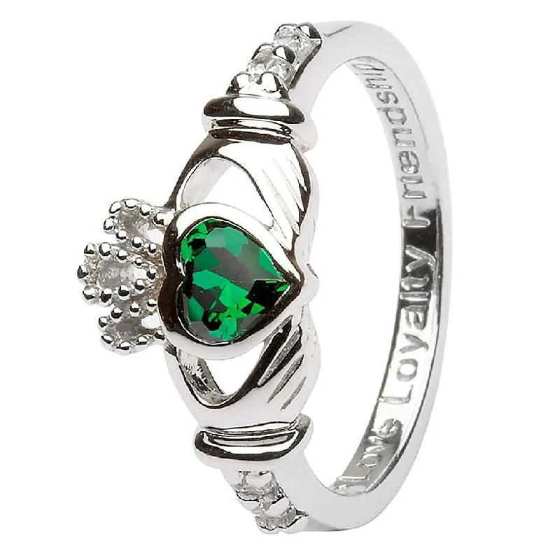 Ladies Whimsical Rings -Shanore : Claddagh Birthstone Ring – May