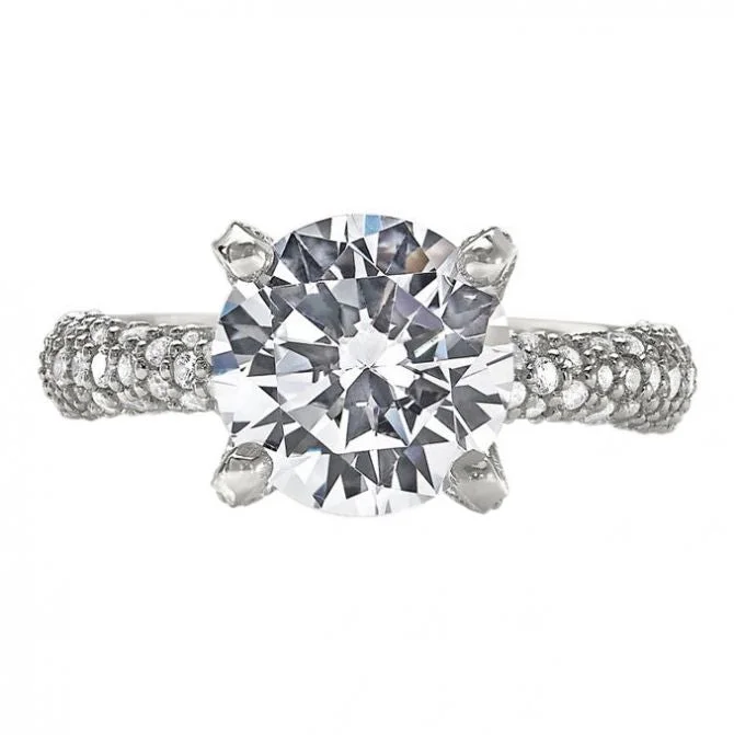 Ladies Engagement Rings Delicate Spark-Diamond Pavé Wrap Euro Shank Engagement Ring Setting in White Gold