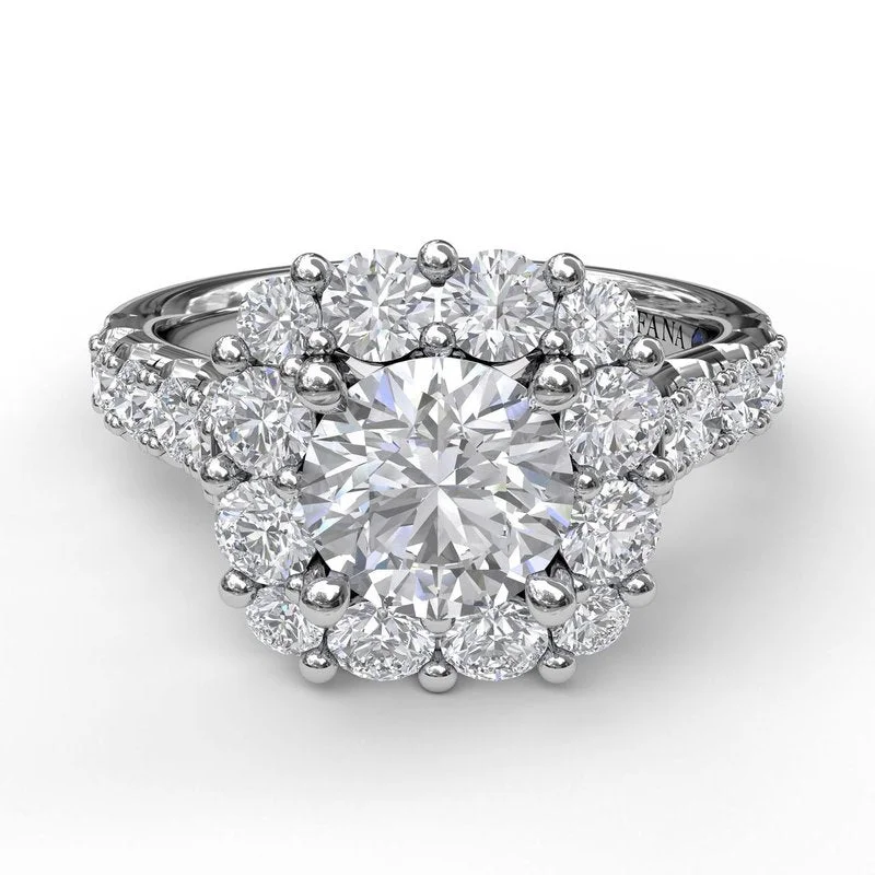 Ladies Engagement Rings Oval Shine-Large Diamond Cushion Halo Engagement Ring S3459