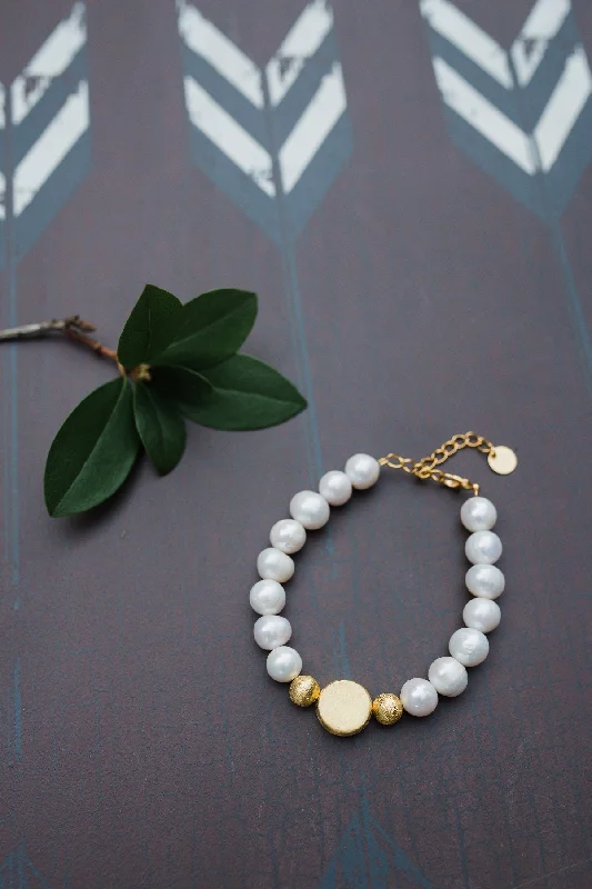 Ladies Moonstone Glow Bracelets -Gold Vermeil Pearl Bracelet