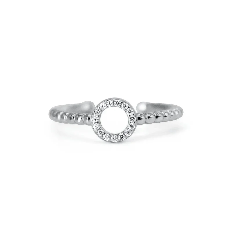 Ladies Love Rings -Stia : Pavé Open Circle Droplet Ring