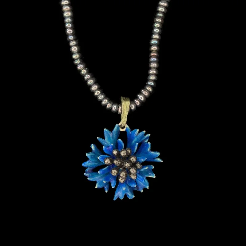 Ladies Necklaces for Nurse Care-Blue Cornflower Necklace