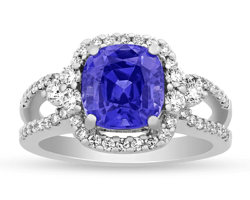 Ladies Minimal Rings -Untreated Purple Sapphire Ring, 3.16 Carats