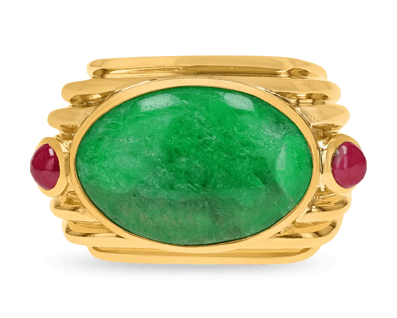 Ladies Initial Rings -David Webb Jade and Ruby Ring