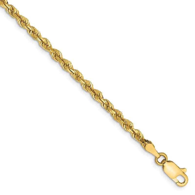 Ladies Beaded Strand Bracelets -3mm, 14k Yellow Gold, D/C Quadruple Rope Chain Anklet or Bracelet