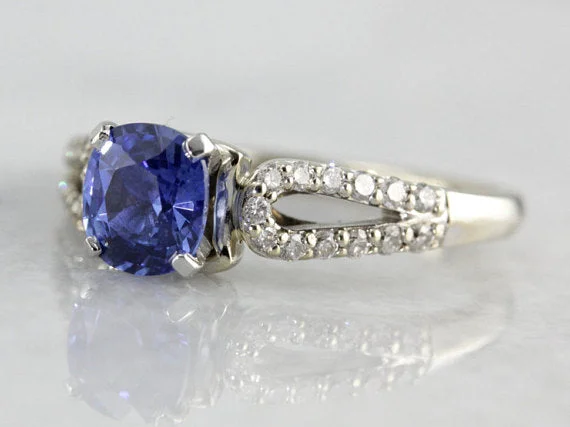 Ladies Engagement Rings Lock Shine-Contemporary Sapphire and Diamond Engagement Ring