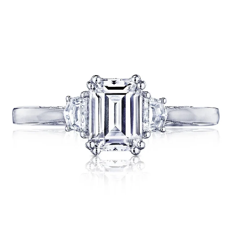 Ladies Engagement Rings with Kornerupine Spark-Simply TACORI | Emerald 3-Stone Engagement Ring 2658EC7X5