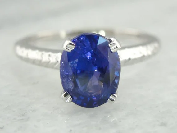 Ladies Engagement Rings Nine Shine-Vibrant Ceylon Sapphire Engagement Ring