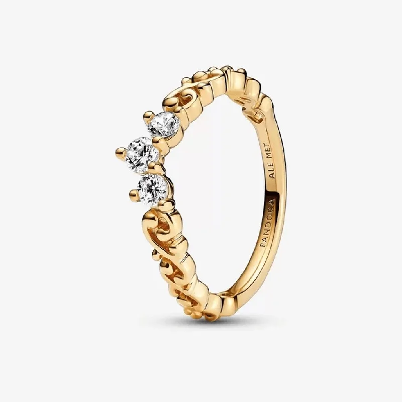 Ladies Rustic Rings -PANDORA : Regal Swirl Tiara Ring - Gold Plated