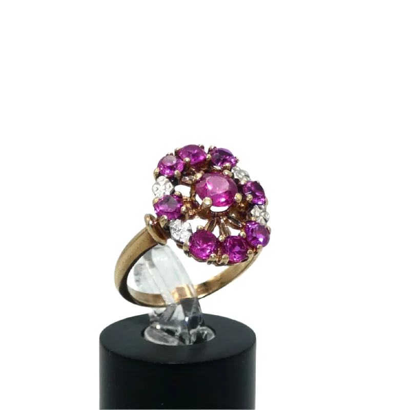 Ladies Thin Rings -10K Ruby and Diamond Ring