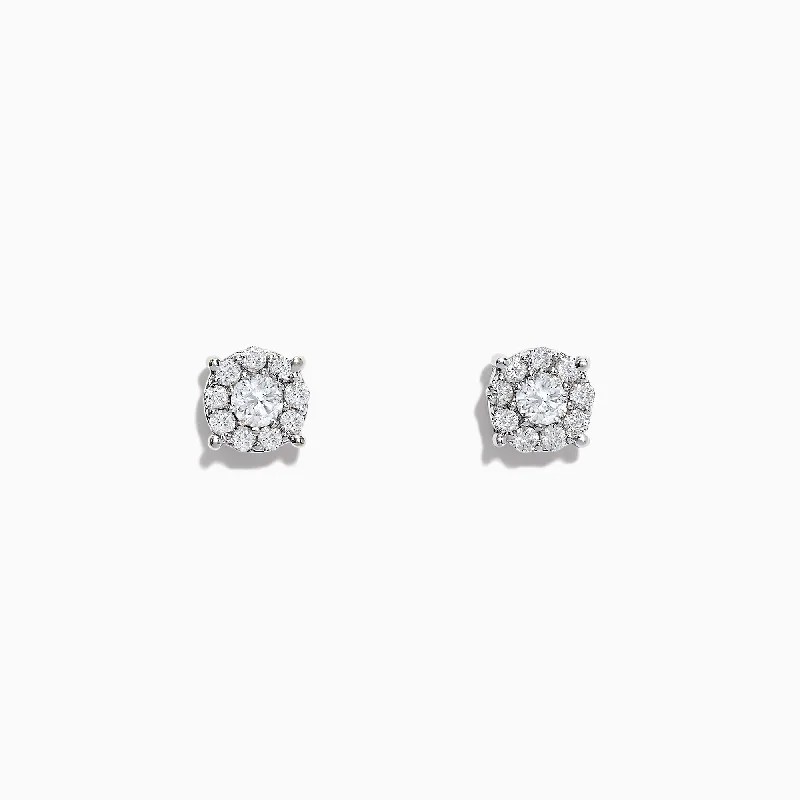 Ladies Earrings Polished Glow-Bouquet 14K White Gold Diamond Cluster Stud Earrings, 0.50 TCW