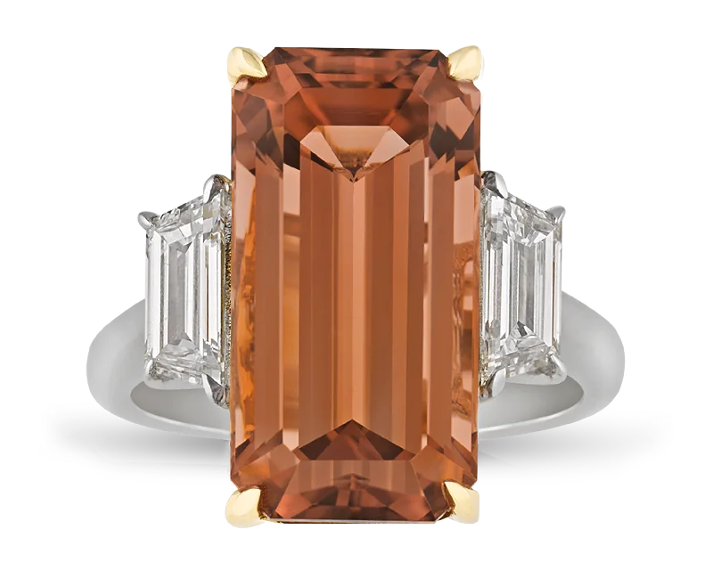 Ladies Subtle Rings -Peach Tourmaline Ring, 10.79 Carats