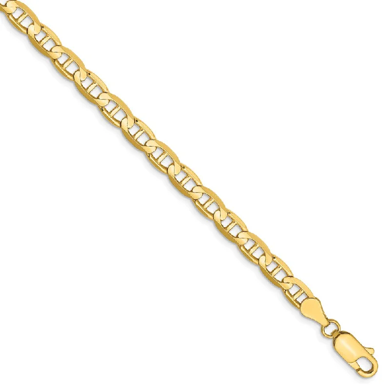 Ladies Moonstone Glow Bracelets -4.5mm, 14k Yellow Gold, Solid Concave Anchor Chain Anklet or Bracelet