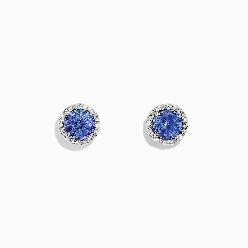 Ladies Earrings for Gala Spark-Nahla Siri 14K White Gold Tanzanite and Diamond Stud Earrings, 1.91 TCW