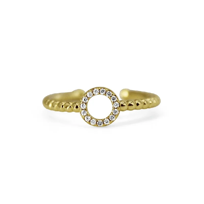 Ladies Happiness Rings -Stia : Pavé Open Circle Droplet Ring