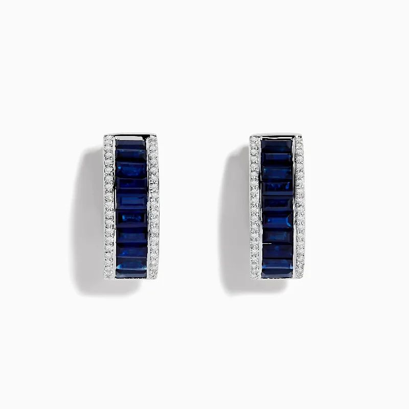 Ladies Earrings with Ruby Zoisite-Royale Bleu 14K White Gold Blue Sapphire and Diamond Earrings