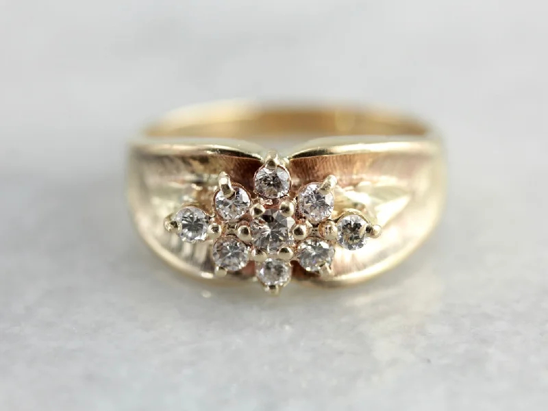 Ladies Engagement Rings Solar Shine-Radiant Champagne Diamond Ring in Yellow Gold, Gorgeous Engagement Alternative