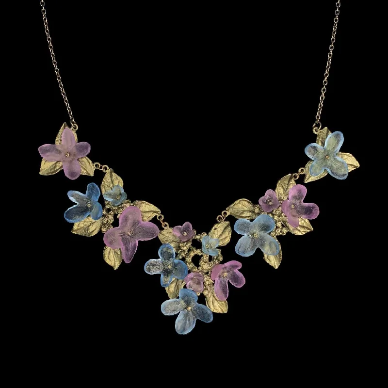 Ladies Necklaces with Gold Scapolite-Hydrangea Teller Blue Necklace - Statement