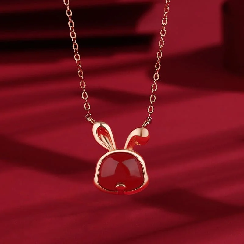 Ladies Necklaces with Pink Petalite-Bunny Ear Necklace