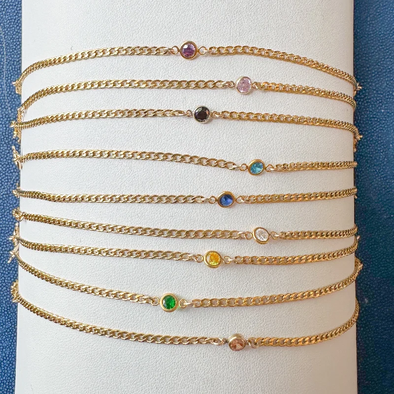 Ladies Rough Texture Bracelets -Birthstone Connected Bracelet or Necklace