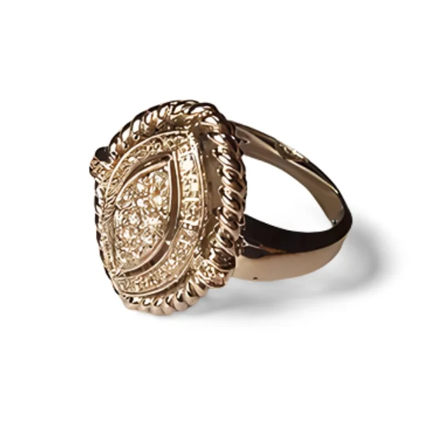 Ladies Evening Rings -Stunning Etruscan Estate 14K White Gold Pave Diamond Marquise Ring Band