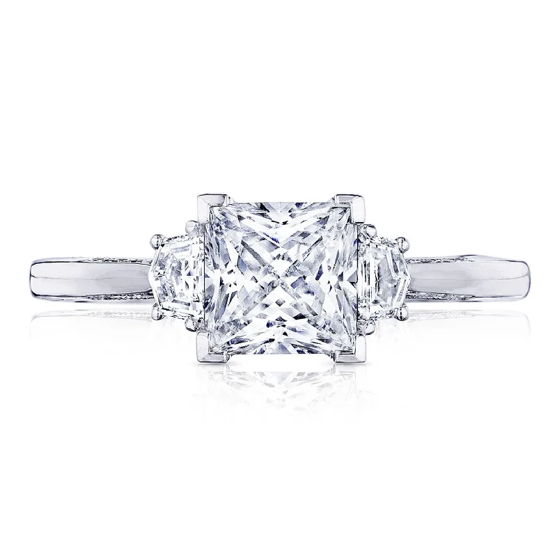 Ladies Engagement Rings White Glow-Simply TACORI | Princess 3-Stone Engagement Ring 2658PR6