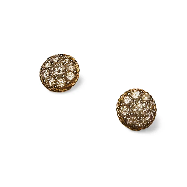 Ladies Earrings in Rose Spark-Stunning Estate 14K Yellow Gold 1 Carat Diamond Stud Earrings