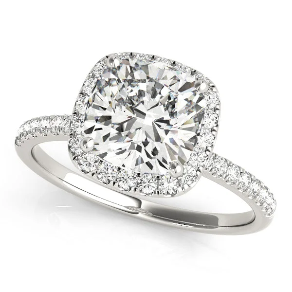 Ladies Engagement Rings with Clinozoisite Glow-14K Halo Engagement Ring Cushion Cut