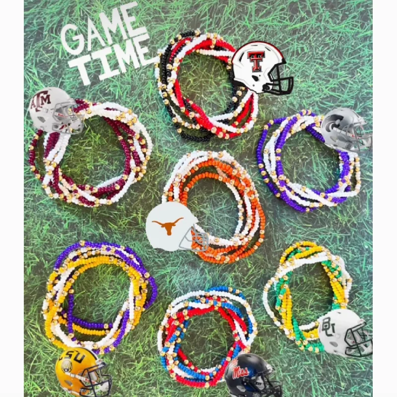 Ladies Cross Symbol Bracelets -Lover of the Game Multi Color Beaded Bracelet Set