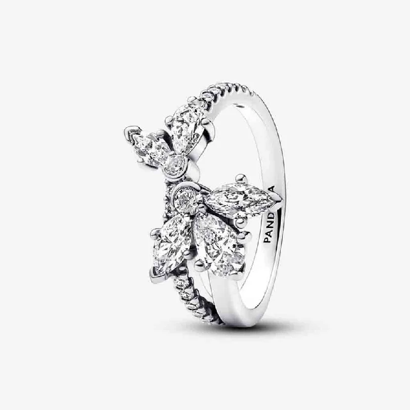 Ladies New Year Rings -PANDORA : Sparkling Asymmetrical Herbarium Cluster Ring