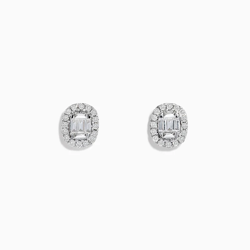 Ladies Earrings with Blush Rhodochrosite-Classique 14K White Gold Diamond Stud Earrings 0.59 TCW