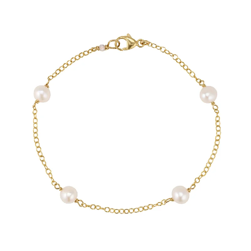 Ladies Yellow Citrine Bracelets -Freshwater Pearl Station Bracelet