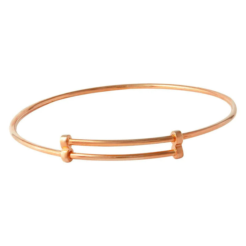 Ladies Aged Metal Bracelets -Sterling Silver 925 Rose Gold Plated Adjustable Bangle Bracelet