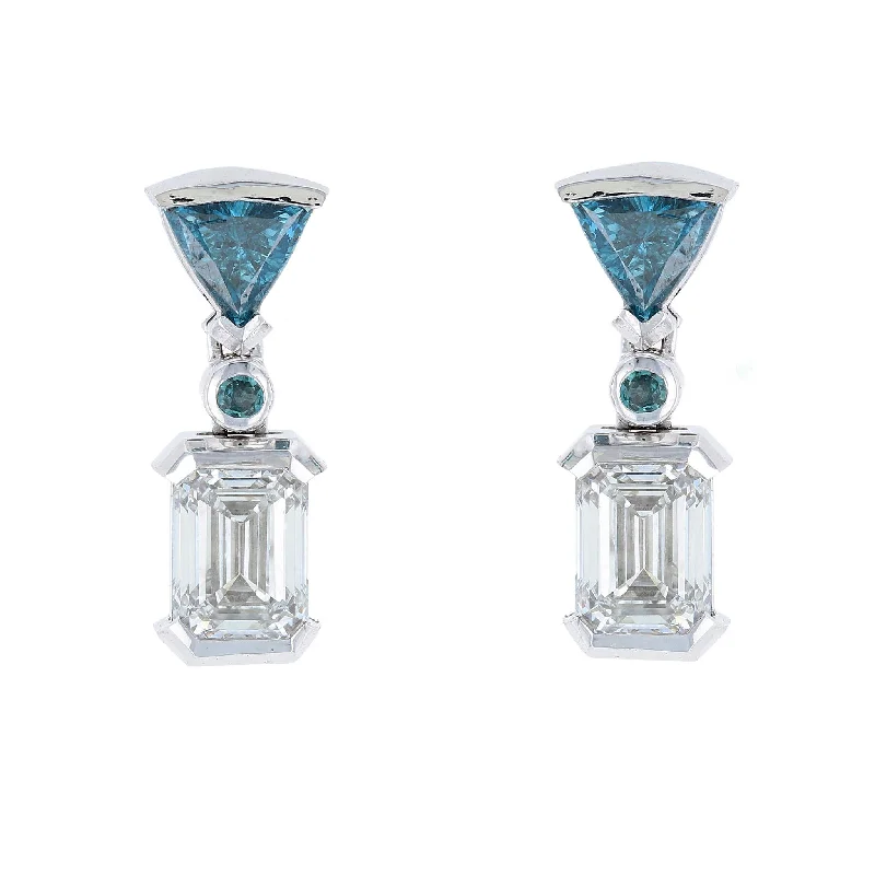 Ladies Earrings Wide Hoops-Blue Diamond & Alexandrite Drop Earrings